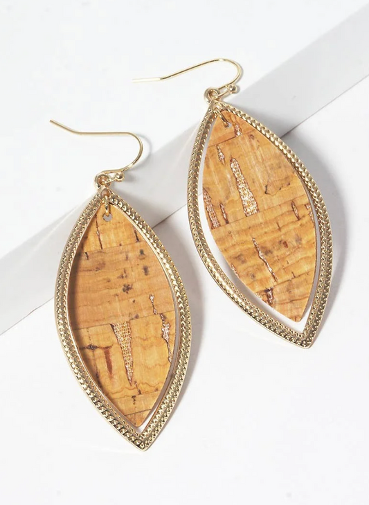 Cork Leaf Drop Earrings - Bella Rosa Boutique