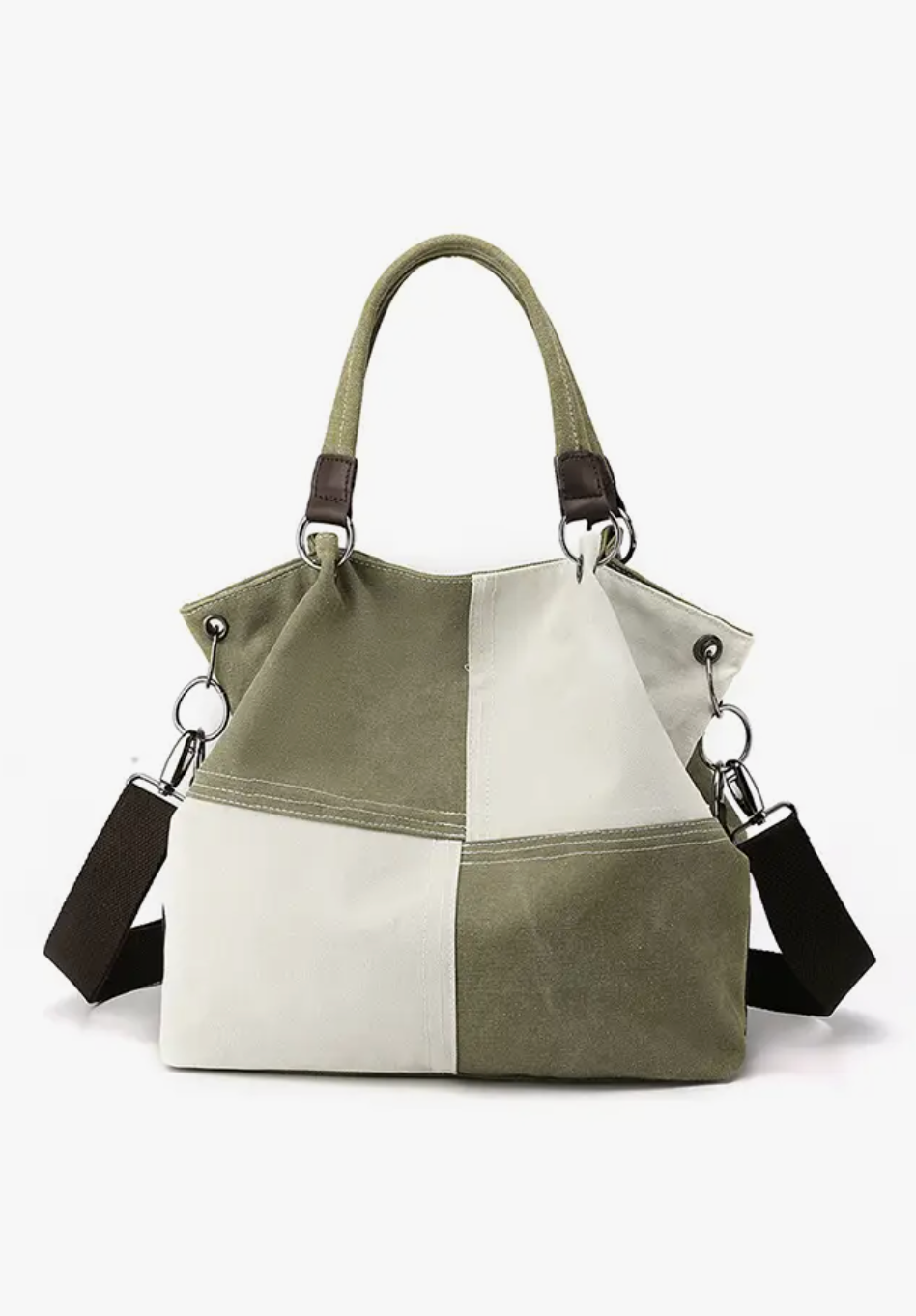 Checkered Canvas Shoulder Bag - Bella Rosa Boutique