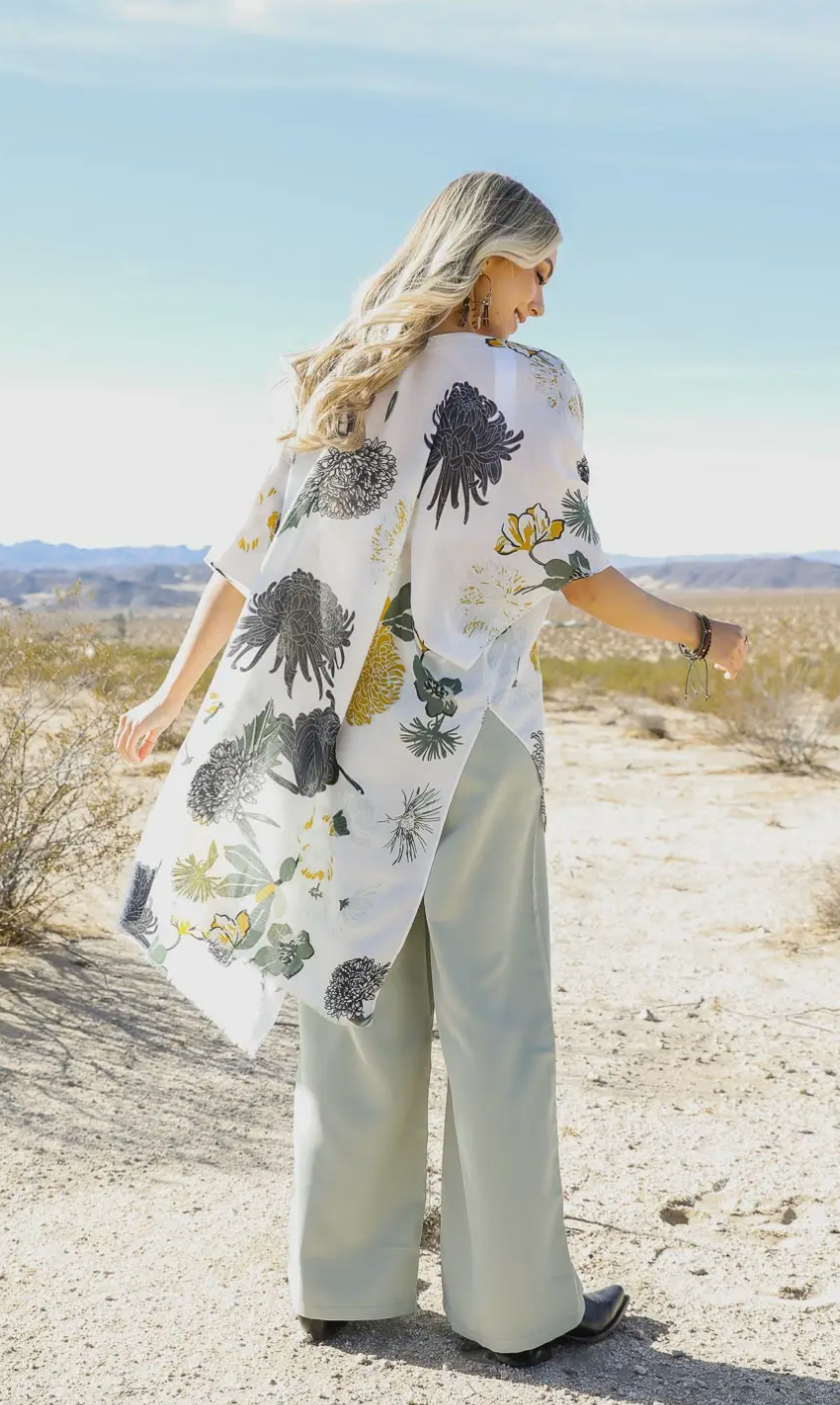 Floral Motif Kimono - Bella Rosa Boutique