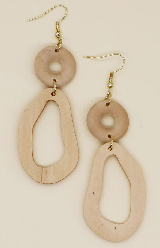 Natural Wood Cut-Out Earrings - Bella Rosa Boutique