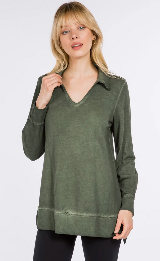 M. Rena Oil Washed Split Neck Tunic