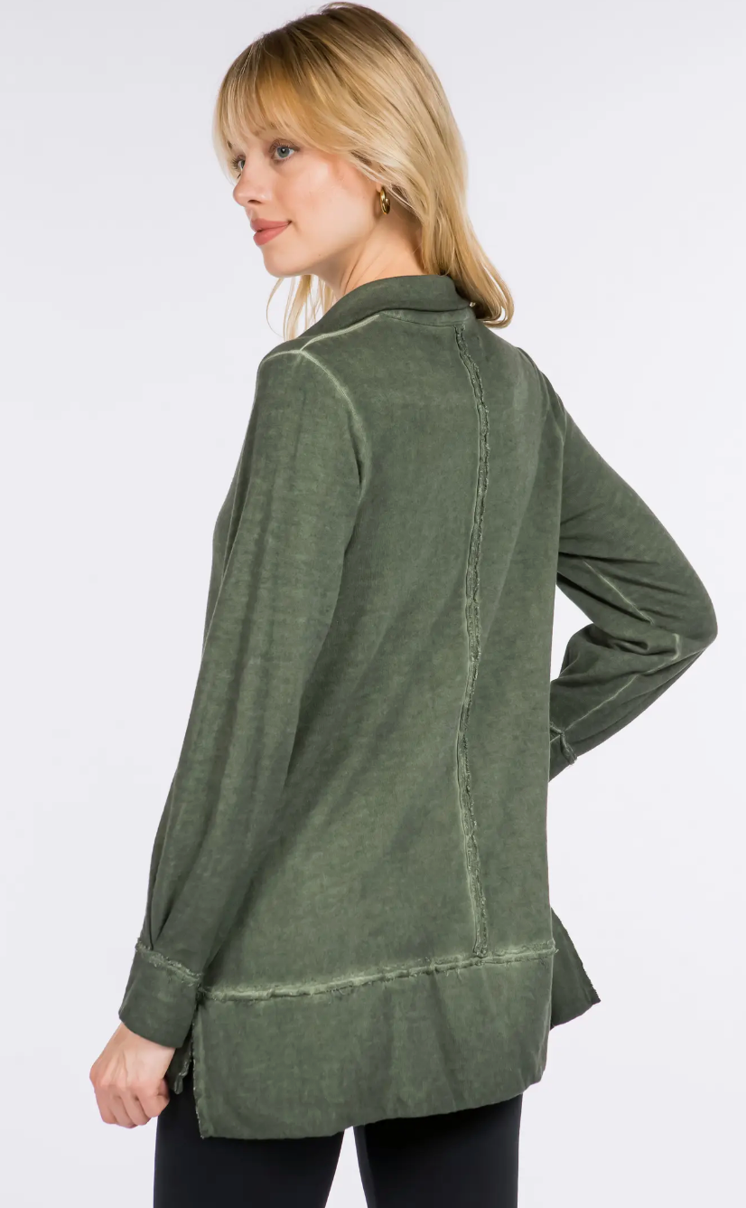 Oil Washed Split Neck Tunic