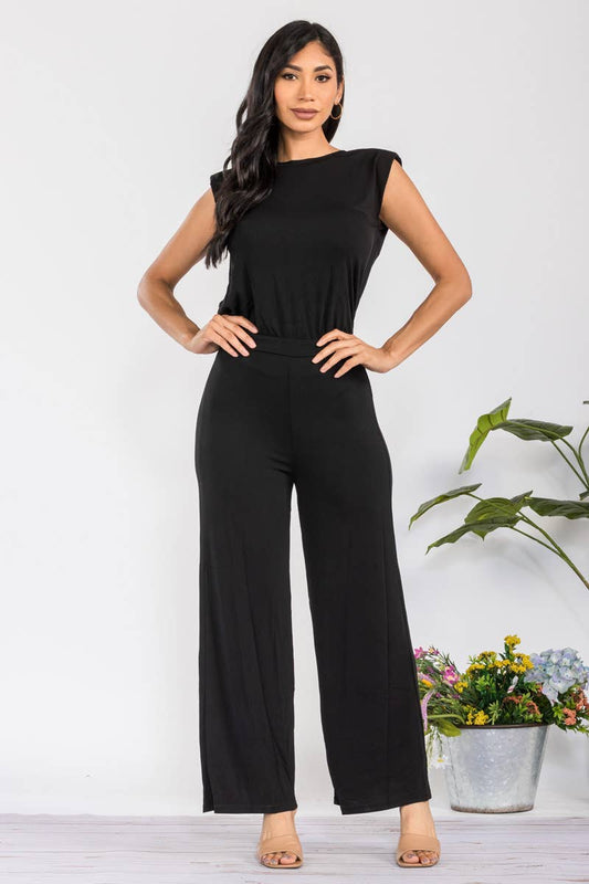 Solid Jumpsuit with Open Back