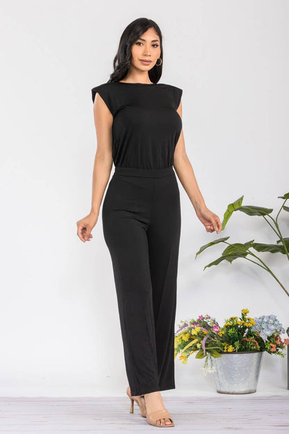 Solid Jumpsuit with Open Back