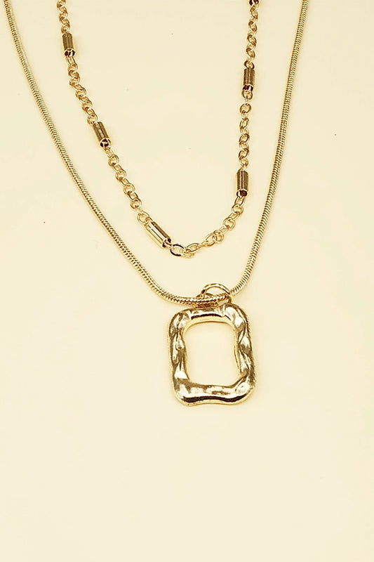 Layered Square Pendant Necklace