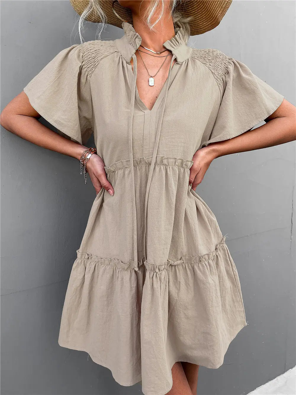 Wrinkle Belt Dress - Bella Rosa Boutique
