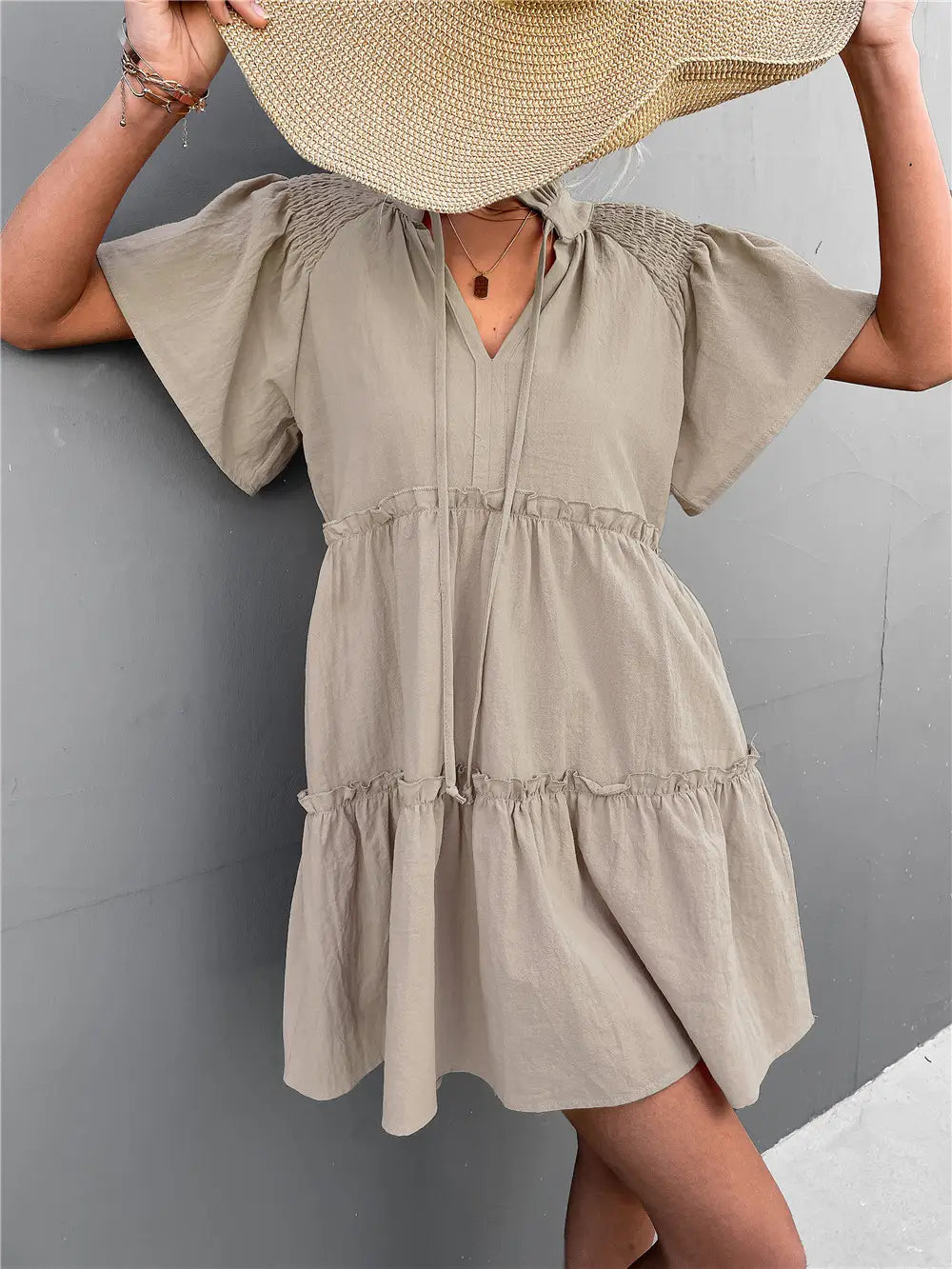Wrinkle Belt Dress - Bella Rosa Boutique