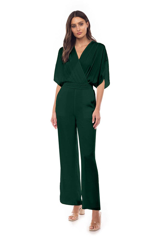 Split Sleeve Jumpsuit in Deep Forest