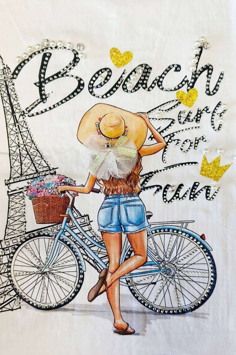 Beach Graphic T w/ Bling