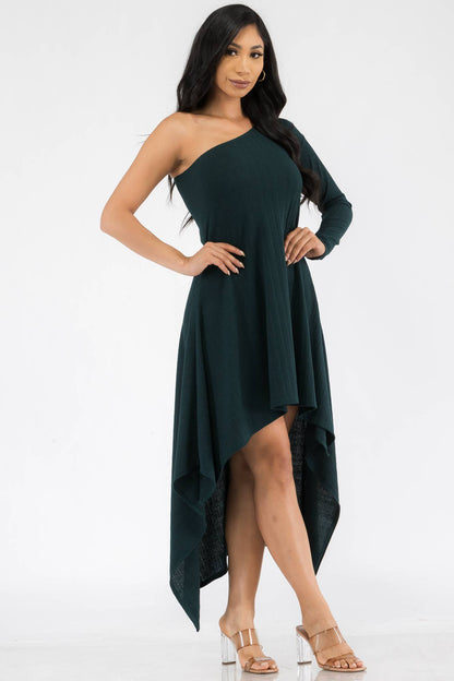 Plus One Shoulder High Low Maxi Dress