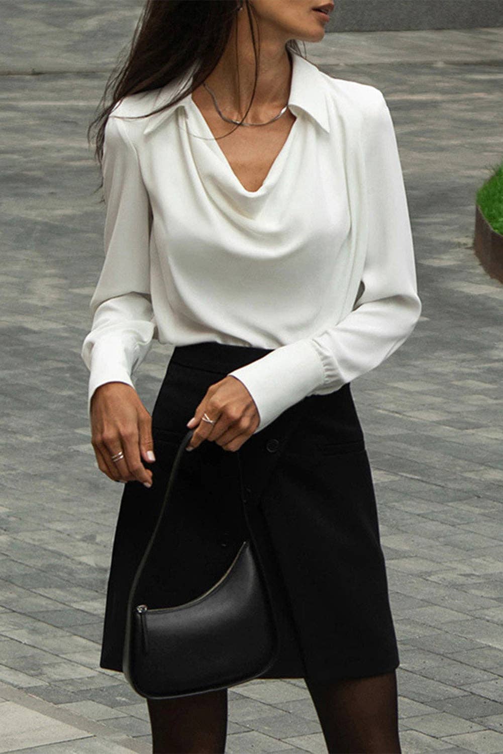 Polo Neck Long Sleeve Blouse
