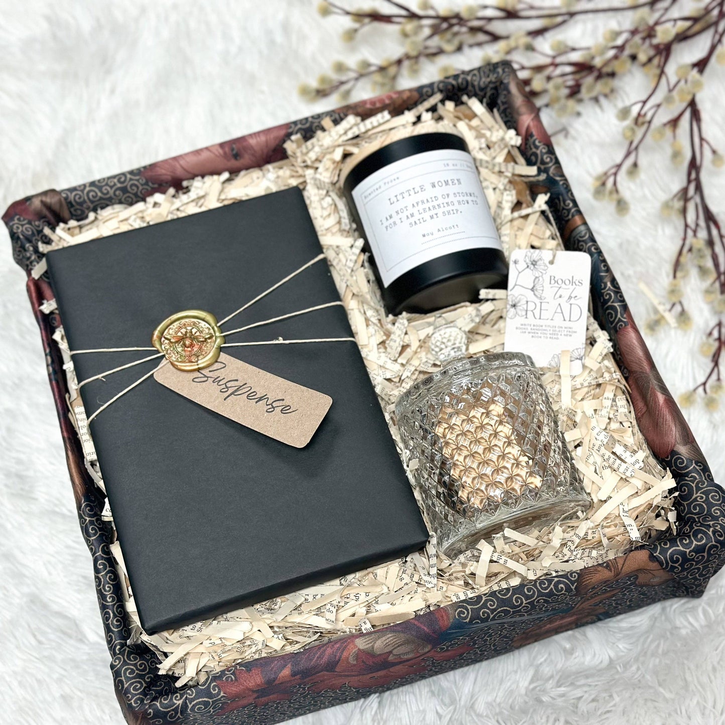 Book Related Gift Box- Book, To Be Read Jar, and Candle