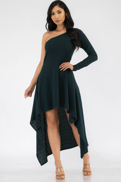 Plus One Shoulder High Low Maxi Dress