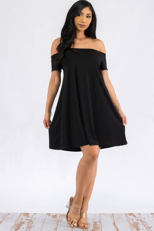 Off The Shoulder Black Dress