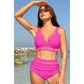 Deep V Lace Trim Two Pieces Sleeveless Swimsuit