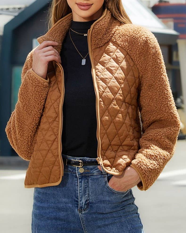 Sherpa Patchwork  quilted Jacket