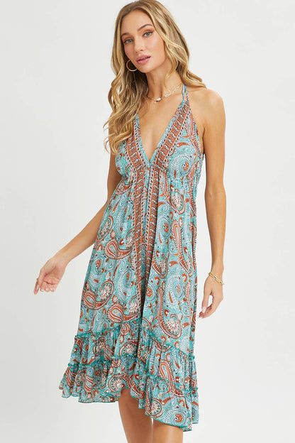 HALTER PAISLEY DRESS