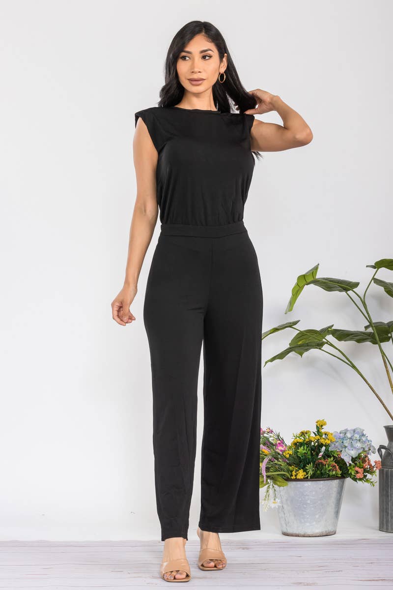 Solid Jumpsuit with Open Back