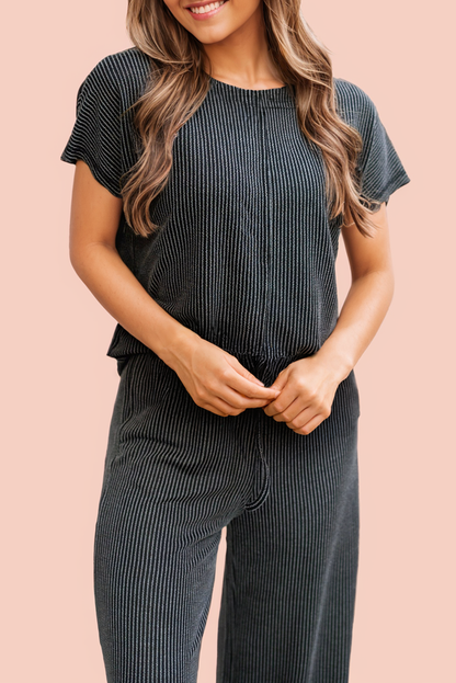 Exposed Seam Ribbed Two-Piece Set