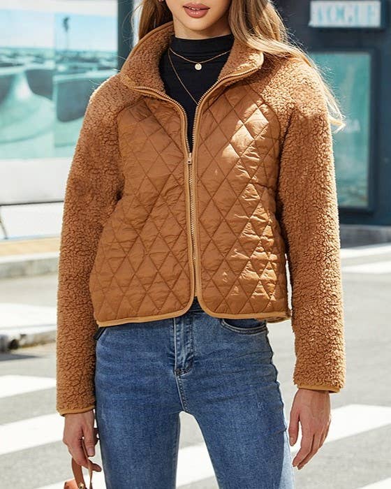 Sherpa Patchwork  quilted Jacket