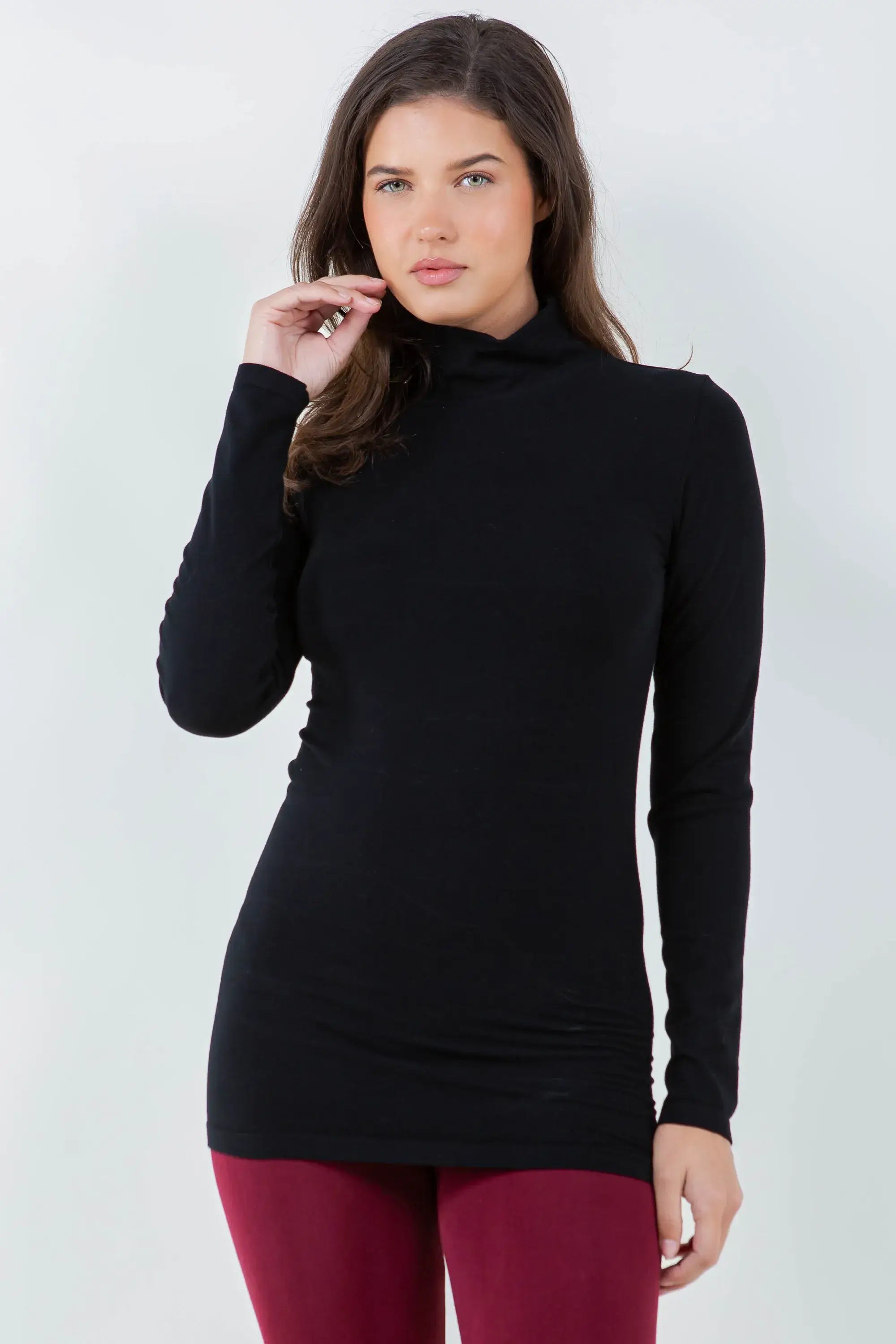 Mock Neck Long Sleeve Seamless Top