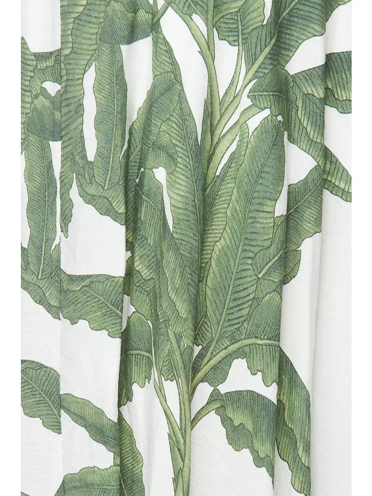 Palm Printed Woven Strapless Maxi Dress - Bella Rosa Boutique