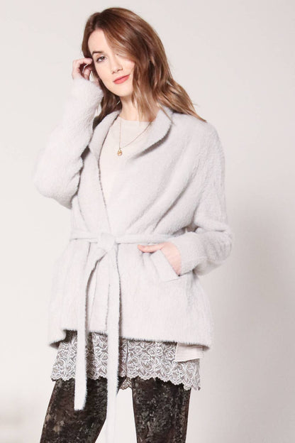 Fuzzy Mohair Wrap Cardigan