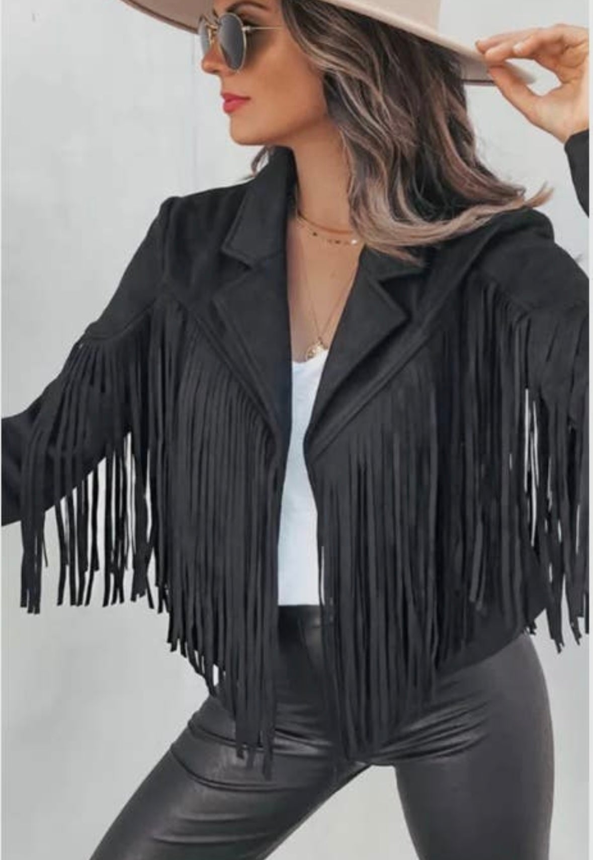 Faux Suede Fringe Jacket - Bella Rosa Boutique