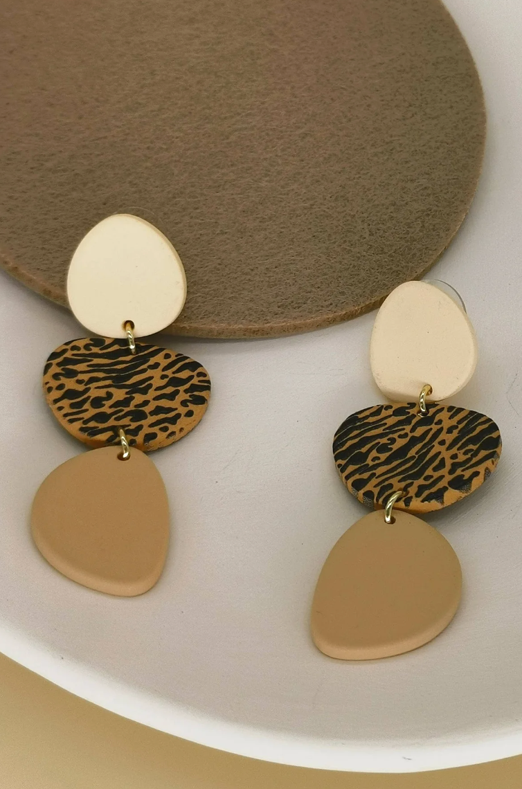 Leopard Geometric Panel Earrings - Bella Rosa Boutique