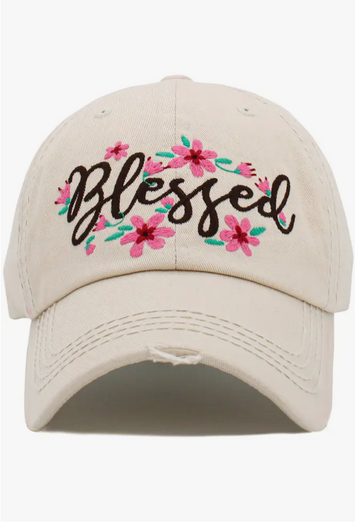 Blessed Floral Cap - Bella Rosa Boutique