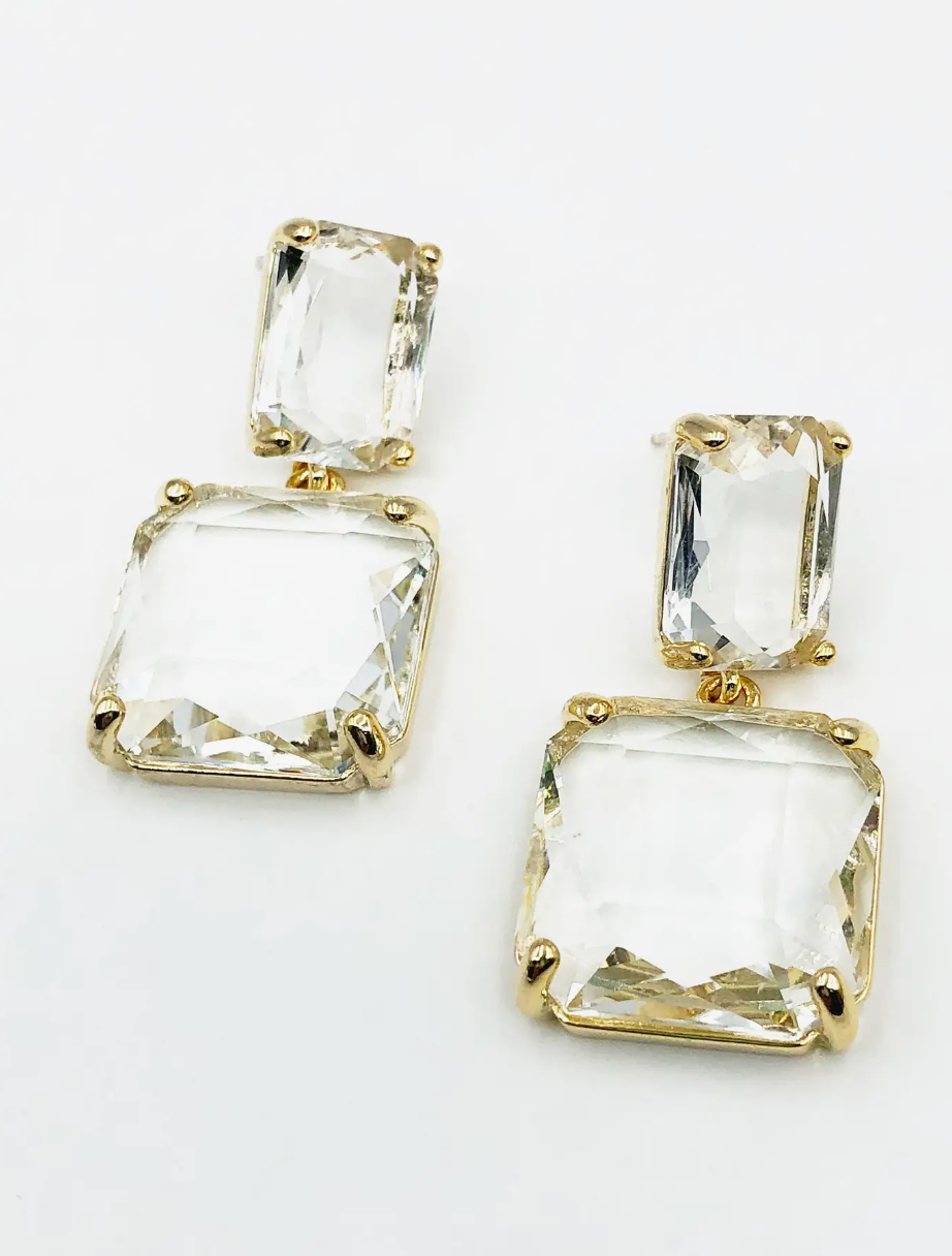 Crystal Square Earrings - Bella Rosa Boutique