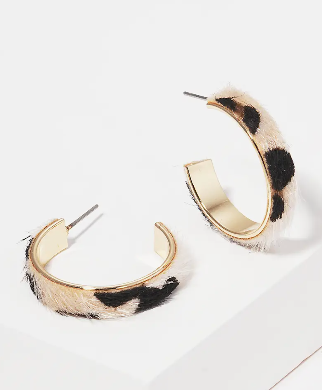 Leopard Faux Fur Hoop Earrings - Bella Rosa Boutique