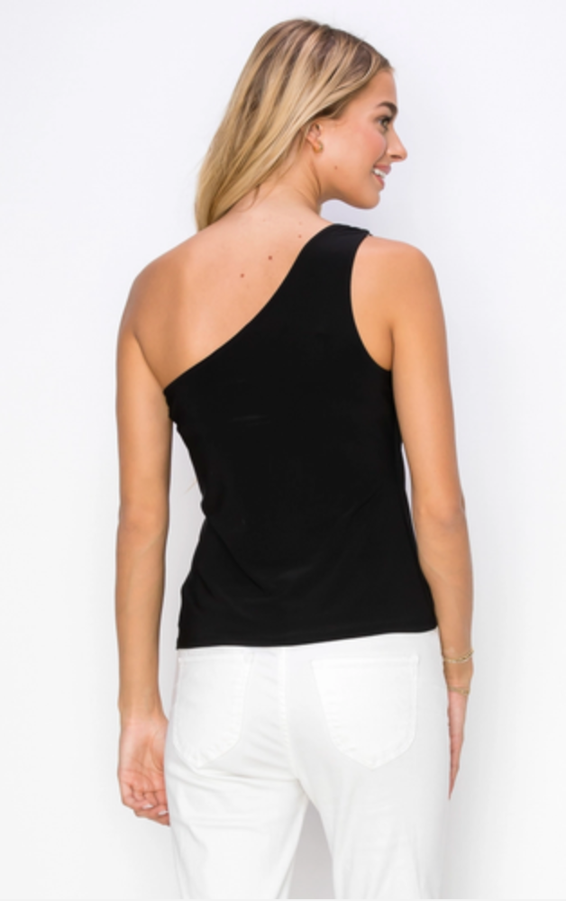 One Shoulder Sleeveless Blouse - Bella Rosa Boutique