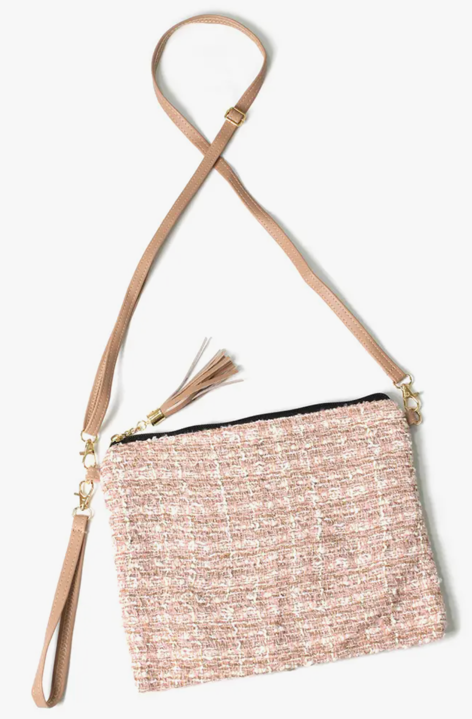 Tweed Lurex Crossbody Bag - Bella Rosa Boutique