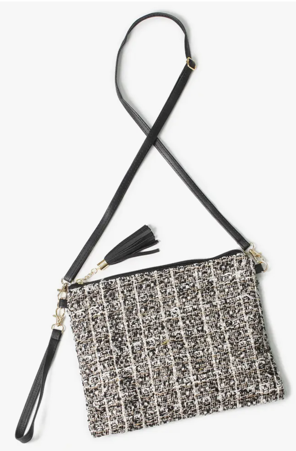 Tweed Lurex Crossbody Bag - Bella Rosa Boutique