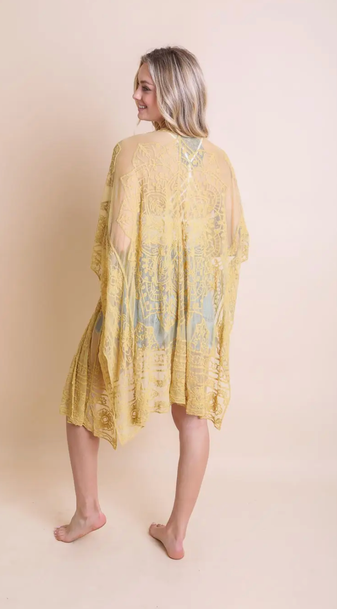 Floral Mandala Mesh Kimono - Bella Rosa Boutique