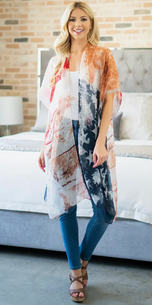 USA Print Kimono - Bella Rosa Boutique