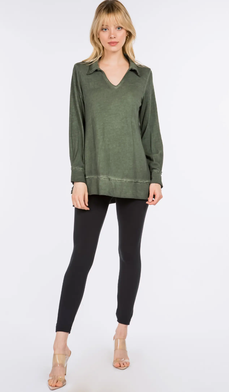 M. Rena Oil Washed Split Neck Tunic