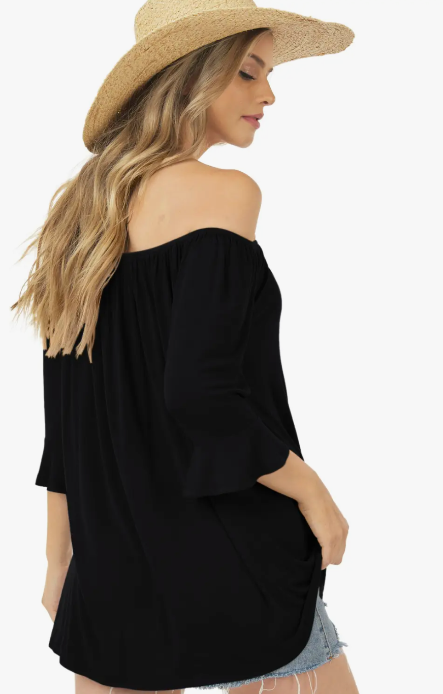 Off-Shoulder Ruffle Sleeve Top