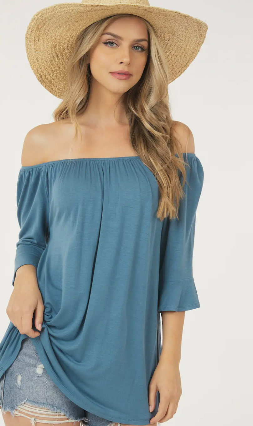Off-Shoulder Ruffle Sleeve Top