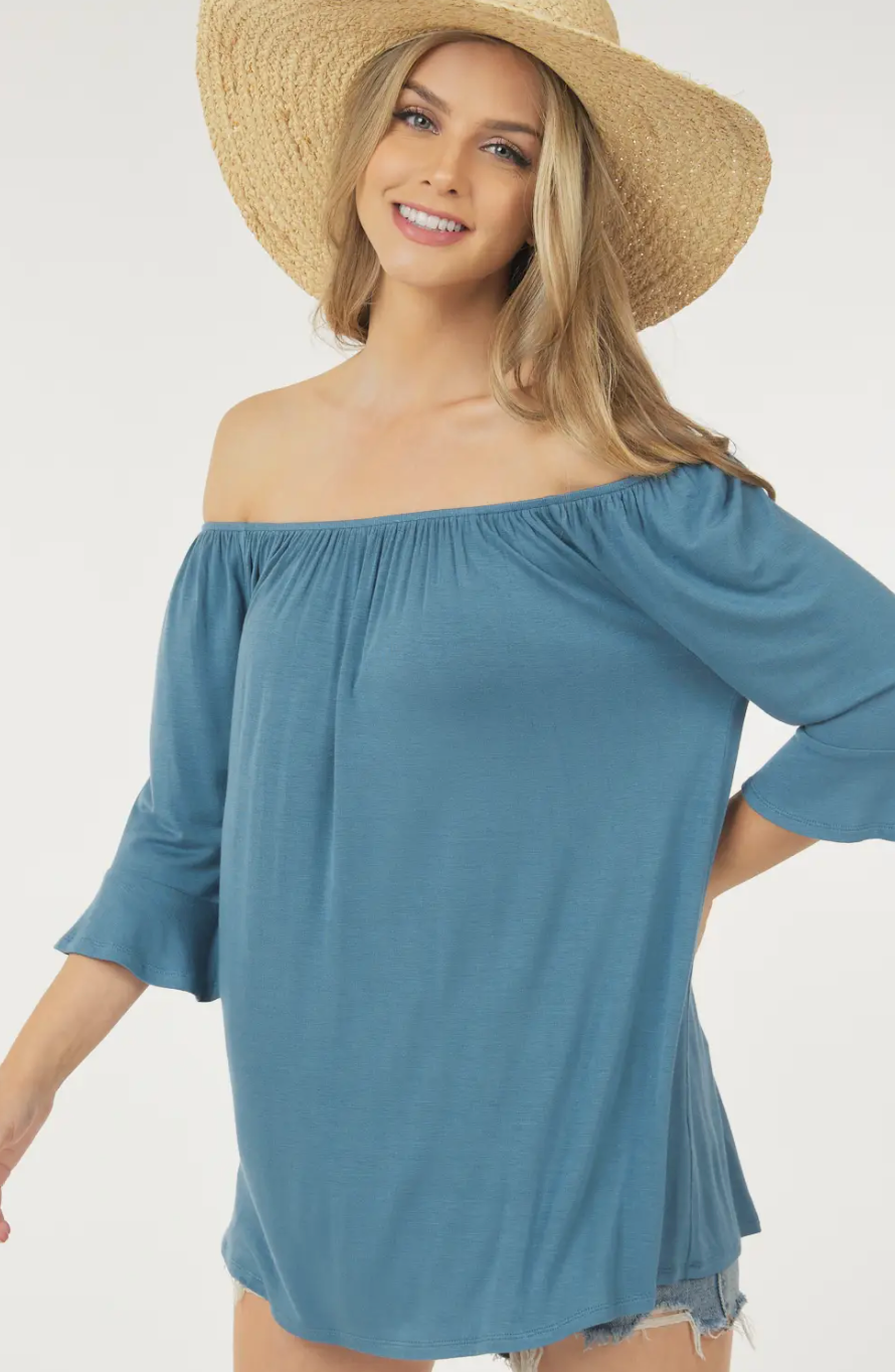 Off-Shoulder Ruffle Sleeve Top