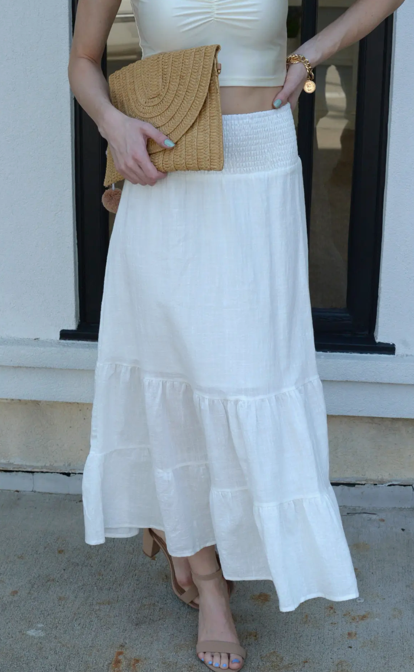 Tiered Woven Maxi Skirt