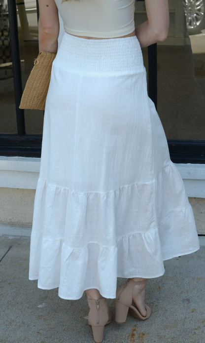 Tiered Woven Maxi Skirt