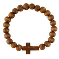 Natural Wood Cross Stretch Bracelet