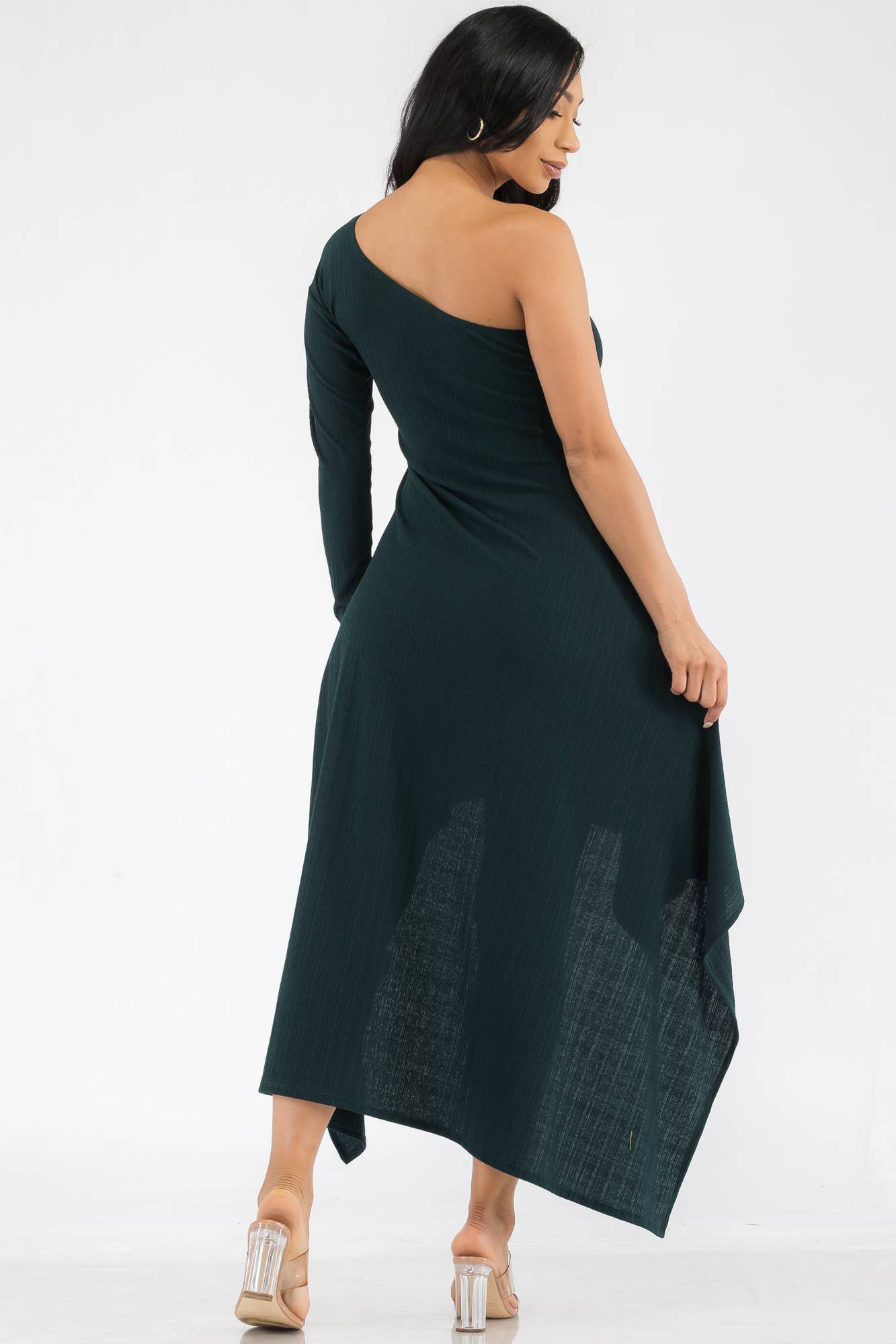 Plus One Shoulder High Low Maxi Dress