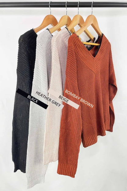 Lace Trim V-Neck Sweater