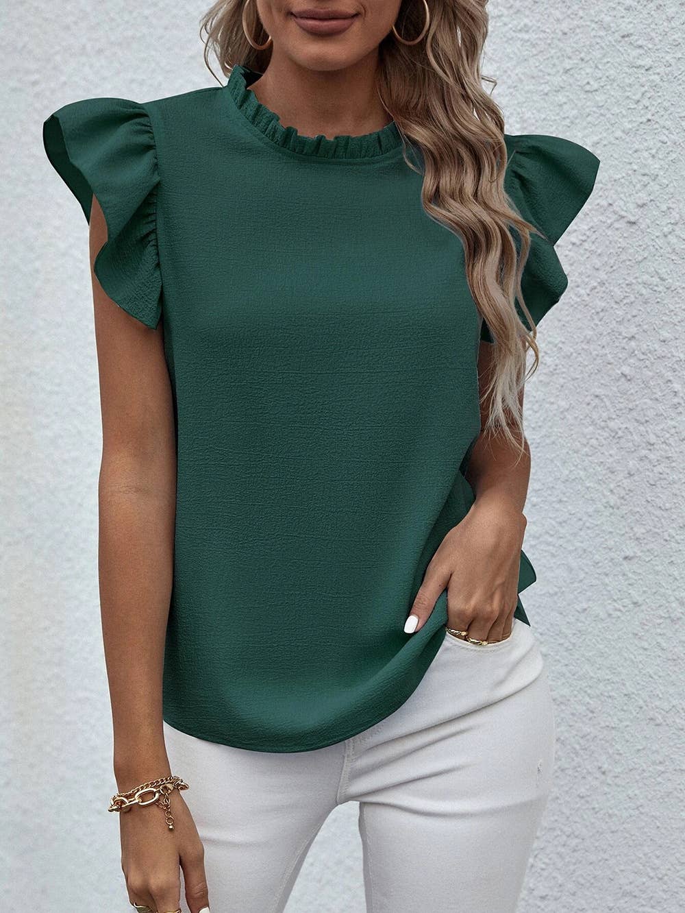 Ruffle Round Neck Blouse