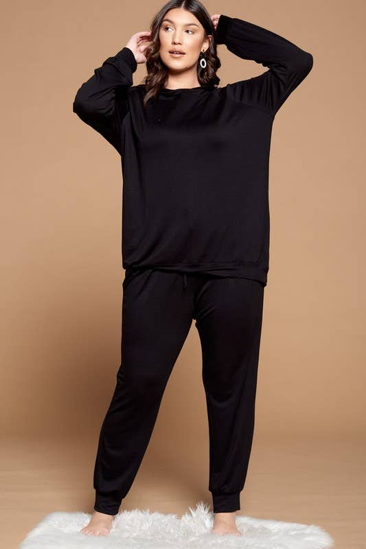 Plus Size Solid Loungewear Set
