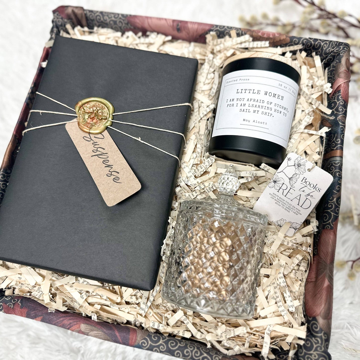 Book Related Gift Box- Book, To Be Read Jar, and Candle