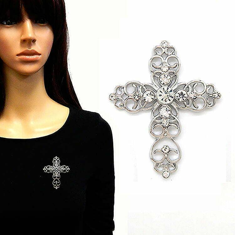 Cross Filigree Brooch Pin